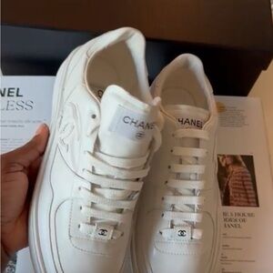 CHANEL Ivory Leather Sneakers (unisex)